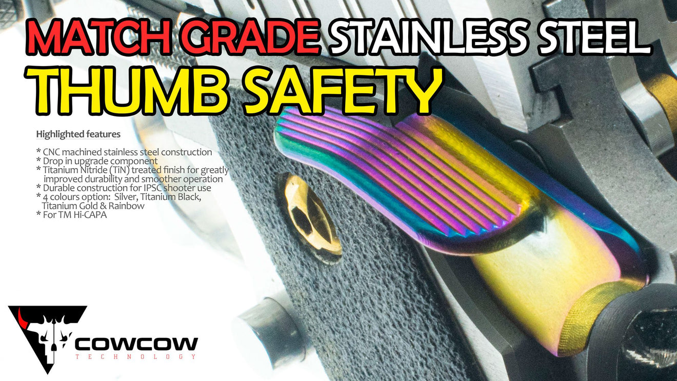 COWCOW TECHNOLOGY ステンレスCNC マッチグレード アンビサムセーフティ マルイ Hi-CAPAシリーズ [カラー：ブラック / シルバー / ゴールド / レインボー]
