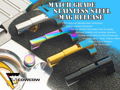 COWCOW TECHNOLOGY ステンレスCNC マッチグレード マガジンキャッチ マルイ Hi-CAPAシリーズ [カラー：ブラック / シルバー / ゴールド / レインボー]