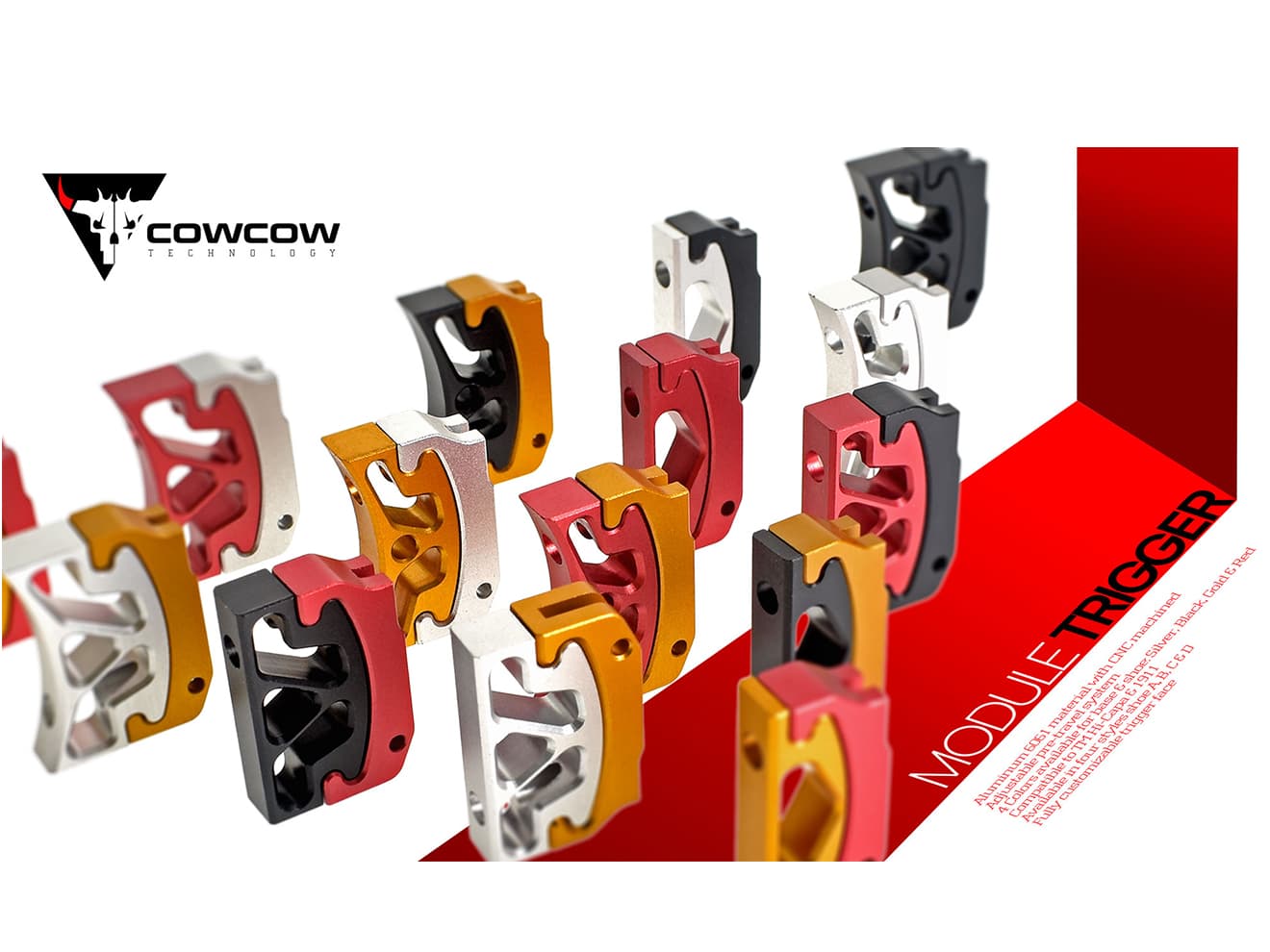 COWCOW TECHNOLOGY アルミCNC モジューラートリガーシュー A [カラー：シルバー / ブラック / ゴールド / レッド]