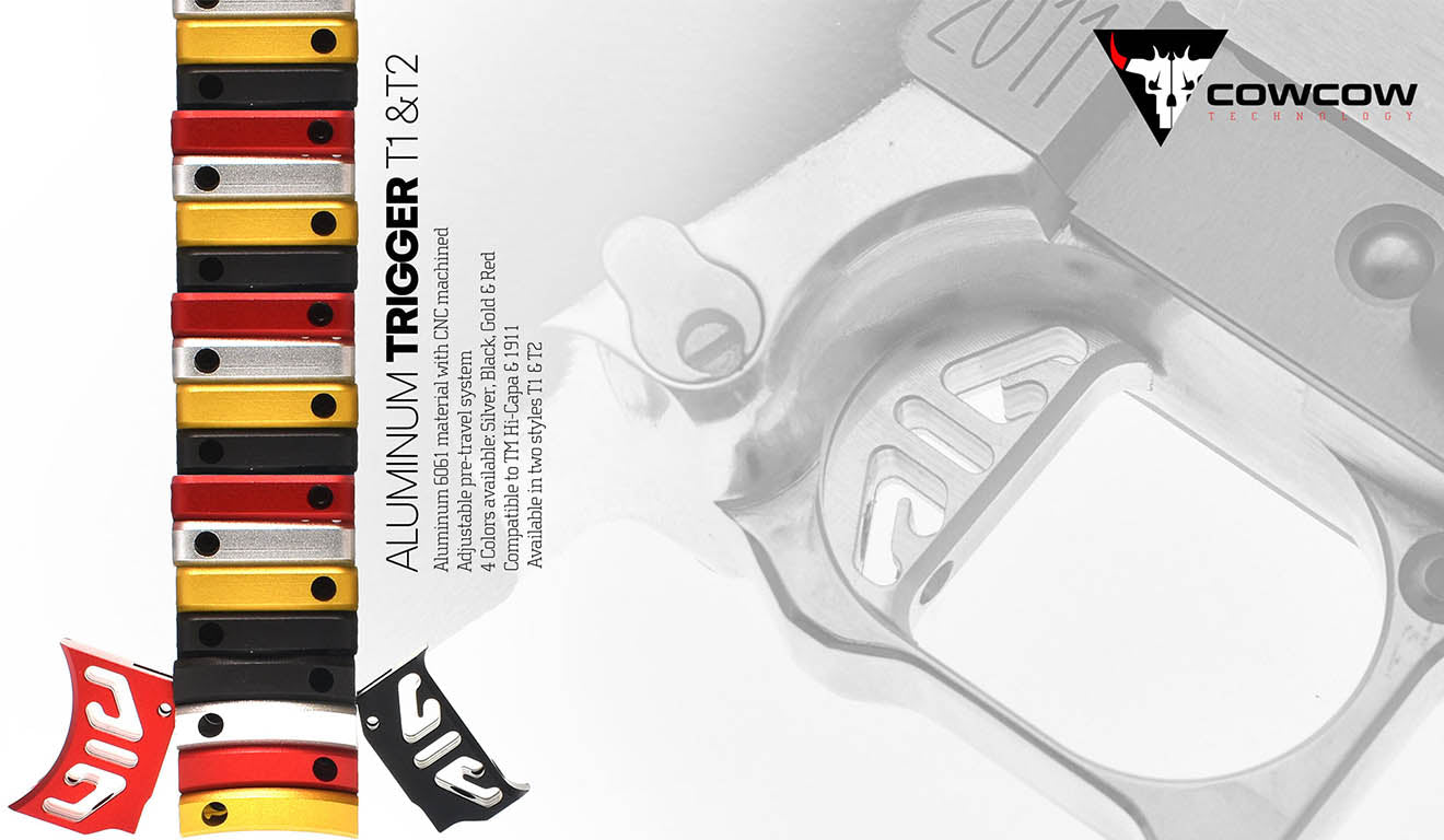 COWCOW TECHNOLOGY アルミ アジャスタブルトリガー T2 TM Hi-CAPAシリーズ [カラー：ブラック / シルバー / ゴールド / レッド / レインボー]
