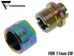 COWCOW TECHNOLOGY A01 サイレンサーアダプター TiALN (11mm正ネジ→14mm逆ネジ♂) [カラー：ブラック / シルバー / ゴールド / レインボー]