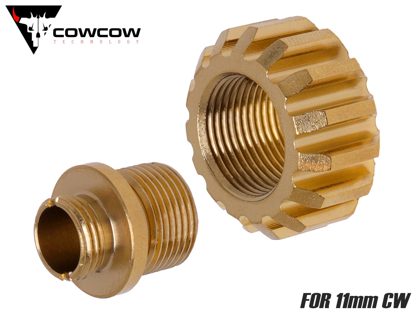 COWCOW TECHNOLOGY A02 サイレンサーアダプター (11mm正ネジ→14mm逆ネジ♂) [カラー：ブラック / ゴールド / レッド / シルバー]
