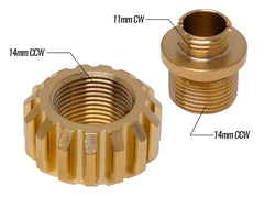 COWCOW TECHNOLOGY A02 サイレンサーアダプター (11mm正ネジ→14mm逆ネジ♂) [カラー：ブラック / ゴールド / レッド / シルバー]