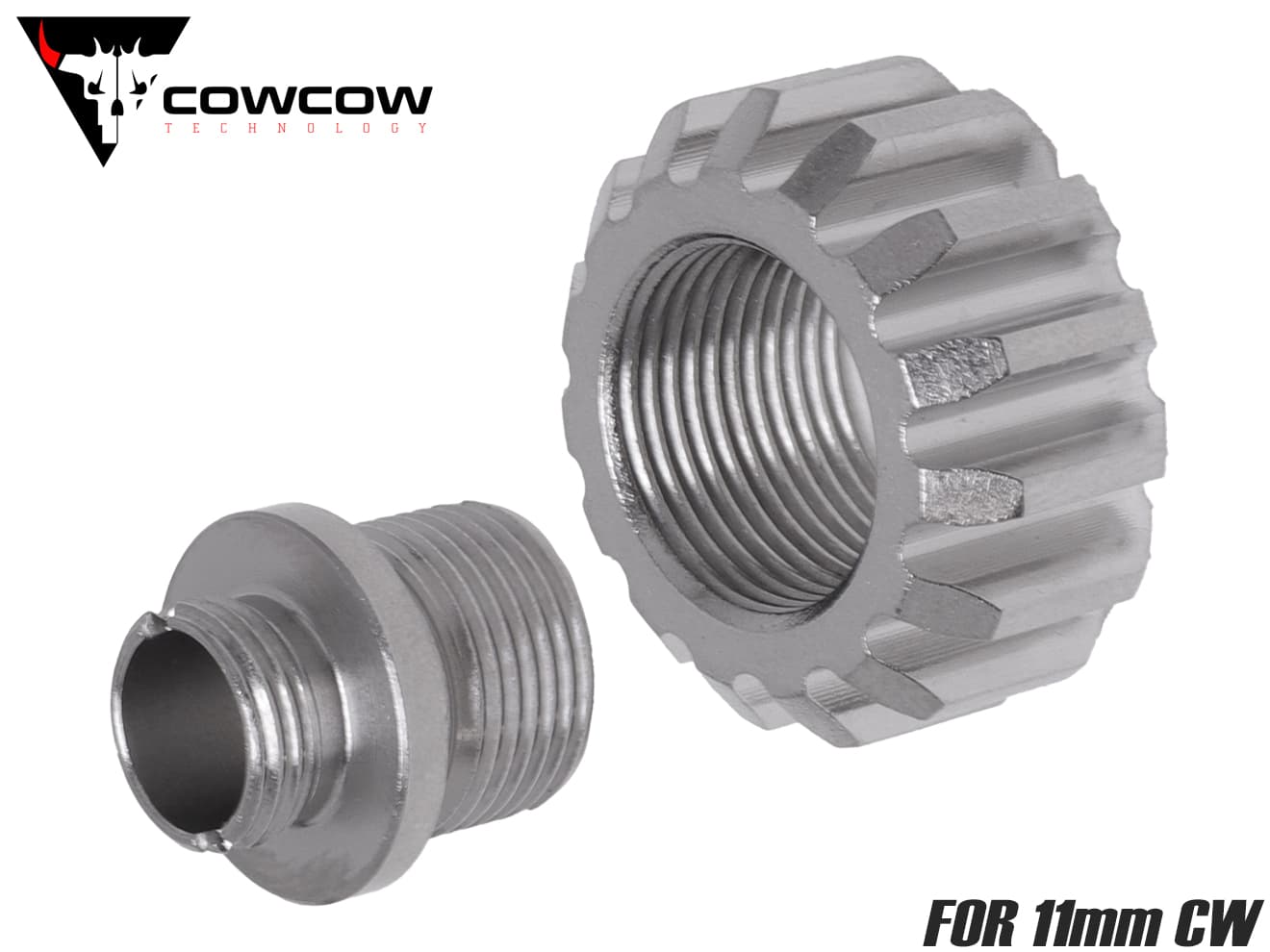 COWCOW TECHNOLOGY A02 サイレンサーアダプター (11mm正ネジ→14mm逆ネジ♂) [カラー：ブラック / ゴールド / レッド / シルバー]