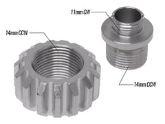COWCOW TECHNOLOGY A02 サイレンサーアダプター (11mm正ネジ→14mm逆ネジ♂) [カラー：ブラック / ゴールド / レッド / シルバー]