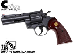 クラウンモデル エアリボルバー コルト パイソン ウッドグリップスタイル ブラック 10才以上用モデル [サイズ：2.5インチ / 4インチ]