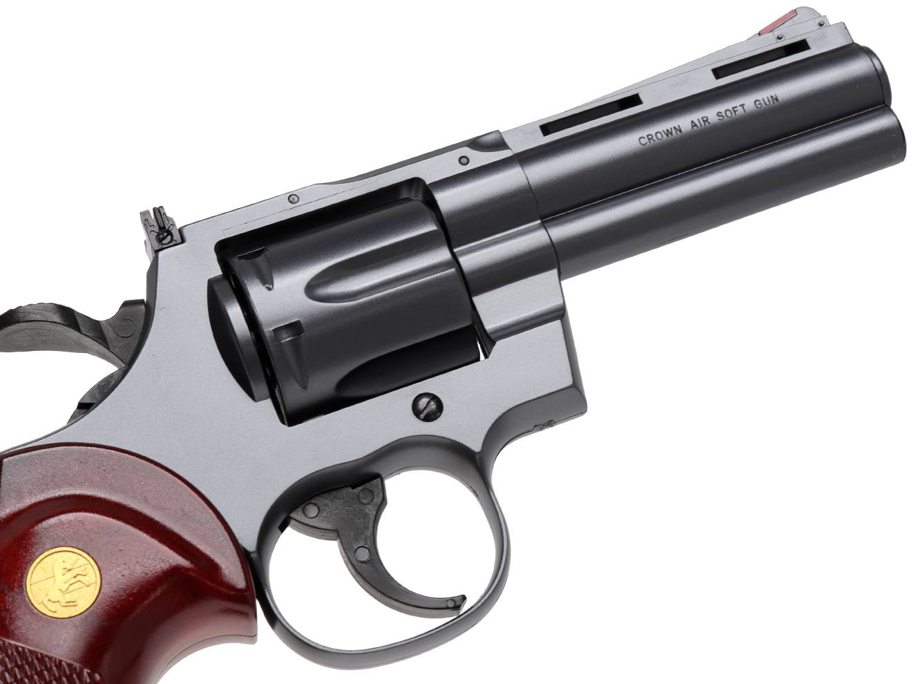 クラウンモデル エアリボルバー コルト パイソン ウッドグリップスタイル ブラック 10才以上用モデル [サイズ：2.5インチ / 4インチ]