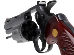 クラウンモデル エアリボルバー コルト パイソン ウッドグリップスタイル ブラック 10才以上用モデル [サイズ：2.5インチ / 4インチ]