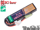 DCI Guns 7.4V 1500mAh 25C-50C LiPo ミニSSバッテリー [コネクター：タミヤミニ / ディーンズ・T型・2P]【レターパック可】