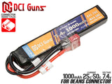 DCI Guns 7.4V 1000mAh 25C-50C LiPo スティックバッテリー [コネクター：タミヤミニ / ディーンズ・T型・2P]【レターパック可】