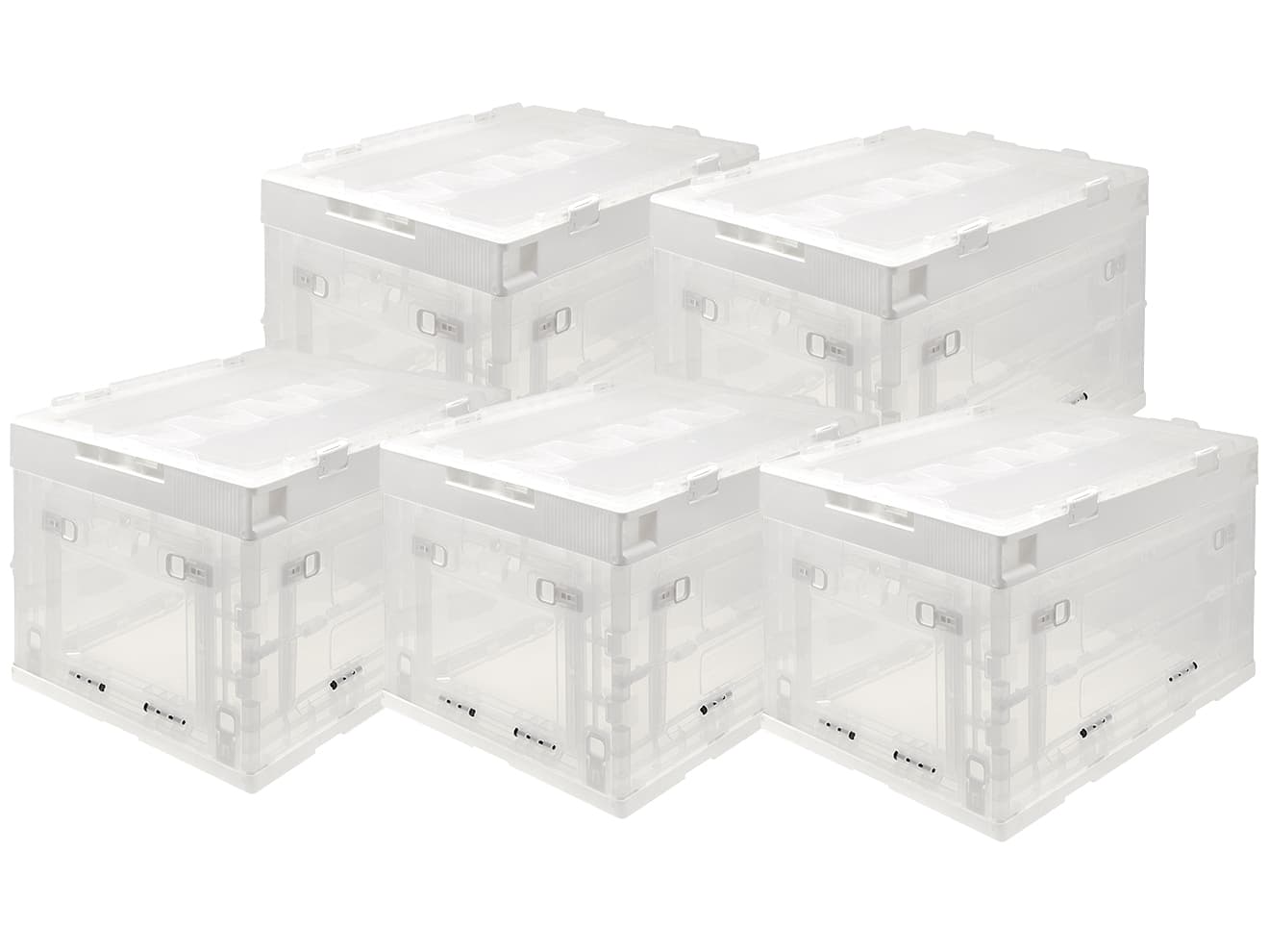 折り畳みコンテナ 50L 中窓2箇所付(長辺１＆短辺１) [入り数：1個 / 3個 / 5個]