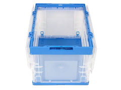 折り畳みコンテナ 50L 中窓1箇所付(長辺１) クリア＆ブルー [入り数：1個 / 3個 / 5個]