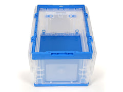 折り畳みコンテナ 50L 中窓1箇所付(短辺１) クリア＆ブルー [入り数：1個 / 3個 / 5個]