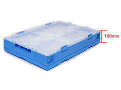 折り畳みコンテナ 50L 中窓1箇所付(短辺１) クリア＆ブルー [入り数：1個 / 3個 / 5個]