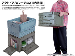 ミリタリーベース 折り畳みコンテナ 50L 中窓2箇所付(長辺１＆短辺１)&木製天板セット [カラー：クリアBL / クリアWH / BK / BLUE / TAN / OD / WHITE]