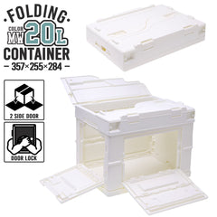 折り畳みコンテナ 20L 中窓2箇所付(長辺１＆短辺１) [カラー：BK / T / O / W / BL]