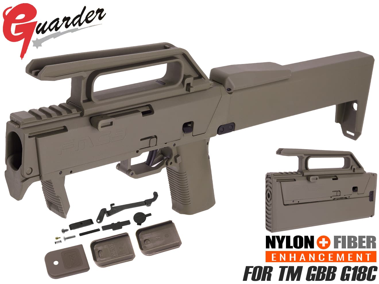 GUARDER FMG-9 フォールディングマシンガンキット for G18C [カラー：ブラック / FDE]