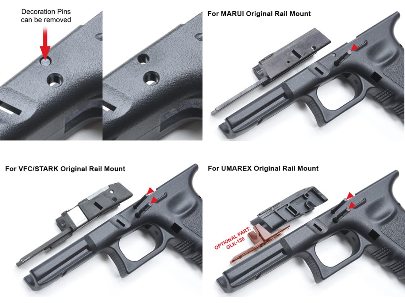 GUARDER EURO VERSION 2019 オリジナルフレーム 東京マルイ / VFC GLOCK G17 / G18C / G22 / G34シリーズ [カラー：BK / TAN / FDE]