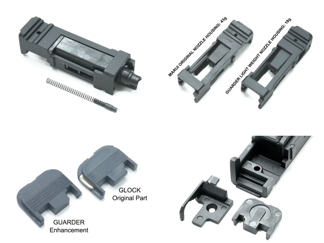GUARDER アルミ ライトウェイト ノズルハウジング for 東京マルイ GBB GLOCKシリーズ [適合機種：G17・G22・G26・G34(Gen3) / G18C / G19（Gen3） / G17・G19(Gen4) / G17(Gen5)]