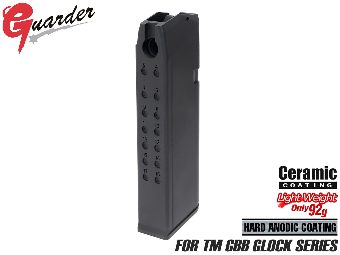 GUARDER Cerakoe アルミマガジンケース 9mm BK 東京マルイ GBB G17 / G18C / G22 / G34用 [カラー：ブラック / FDE]
