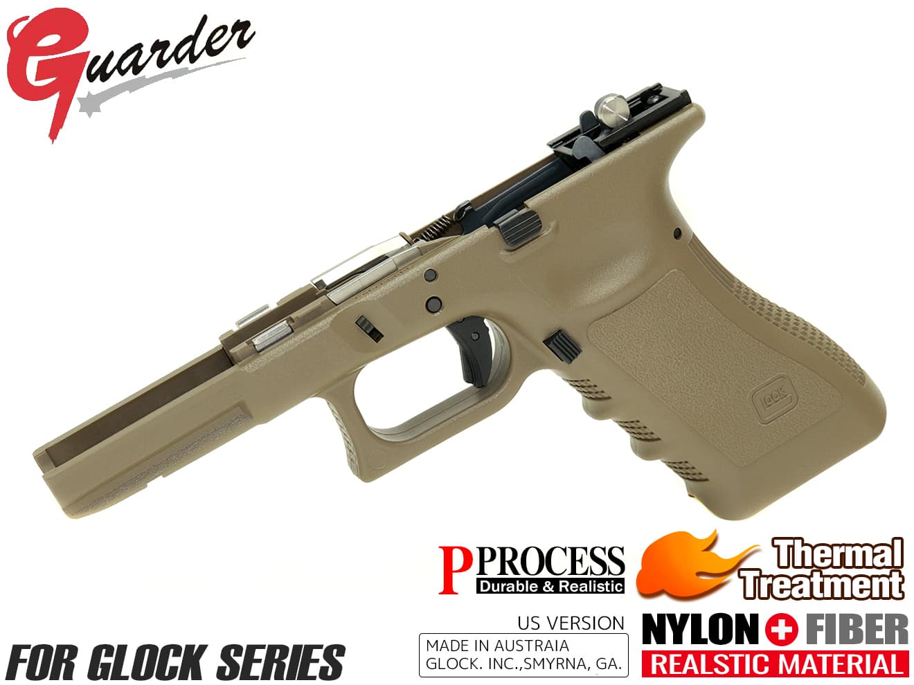 GUARDER US マーキング 2019Ver Gen3 GLOCK フレームコンプリートセット 東京マルイ GBB G17 / G22 / G34用 [カラー：ブラック / FDE / ピンク / REB]
