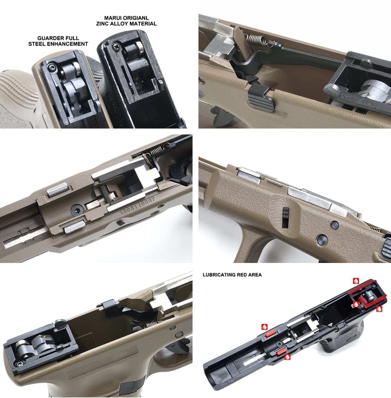 GUARDER US マーキング 2019Ver Gen3 GLOCK フレームコンプリートセット 東京マルイ GBB G17 / G22 / G34用 [カラー：ブラック / FDE / ピンク / REB]