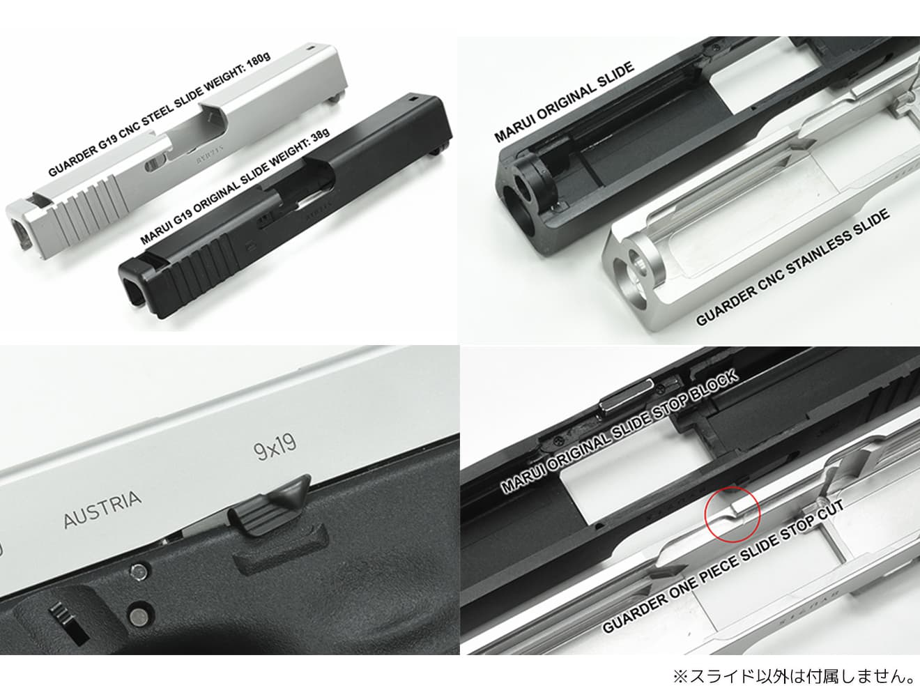 GUARDER CNC 9mmマーキング スライド for TM G19 [材質：スチール / ステンレス]