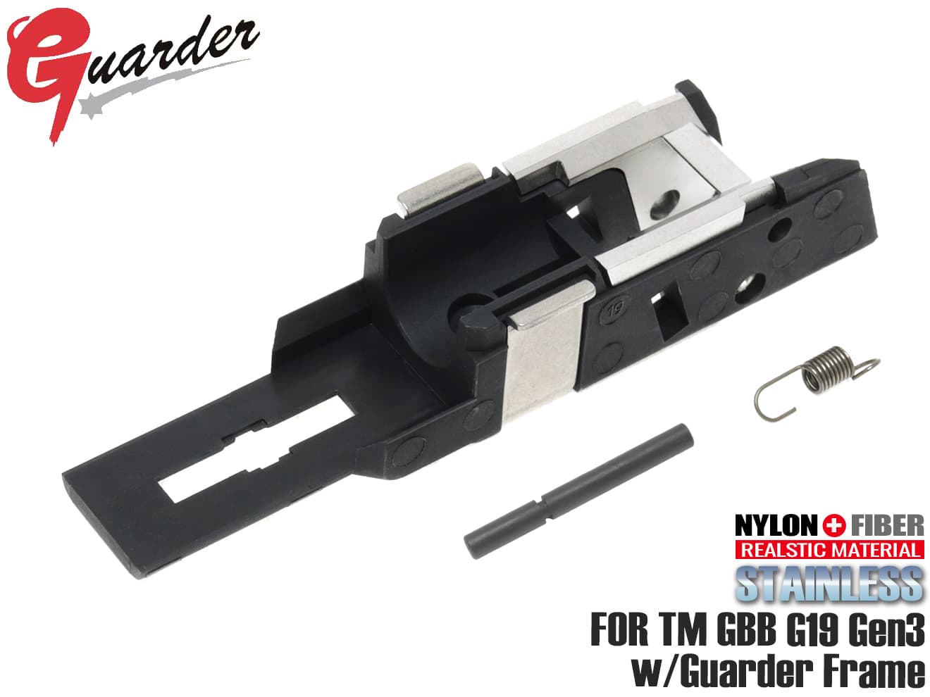 GUARDER リアリスティック フロントシャーシセット for Guarder G19 フレーム [カラー：ブラック / フラットダークアース]