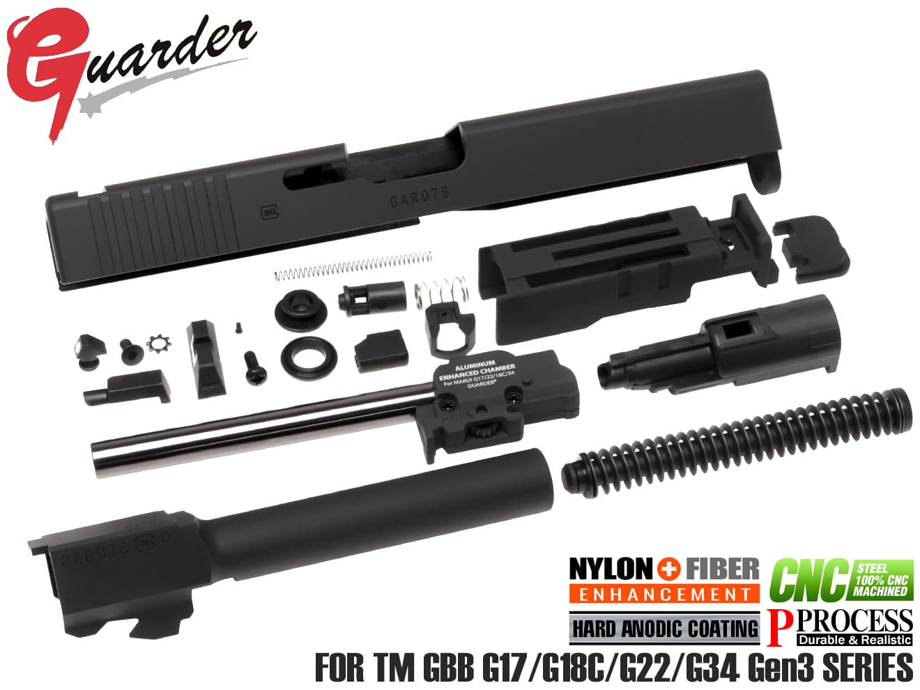 GUARDER G17 Gen2 スチールCNCスライド コンプリートセット 2020 New Ver for マルイ Gen3 G17 / G22 / G34 [刻印：EURO Ver / US Ver]
