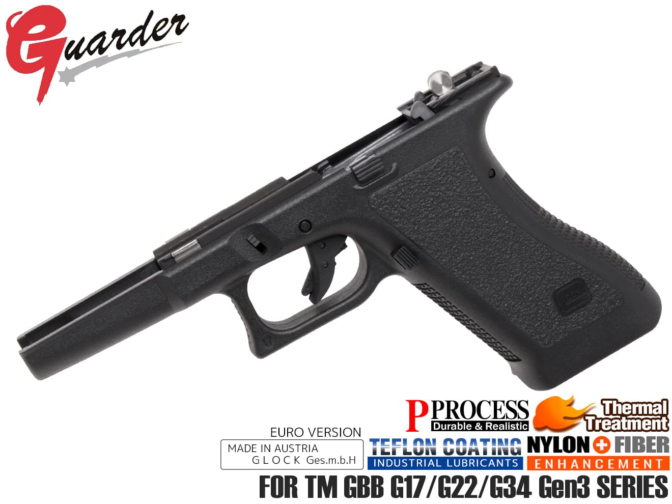 GUARDER GLOCK Gen2 オリジナルフレーム コンプリートセット for マルイ G17 / G22 / G34 BK [刻印：EURO Ver / US Ver]