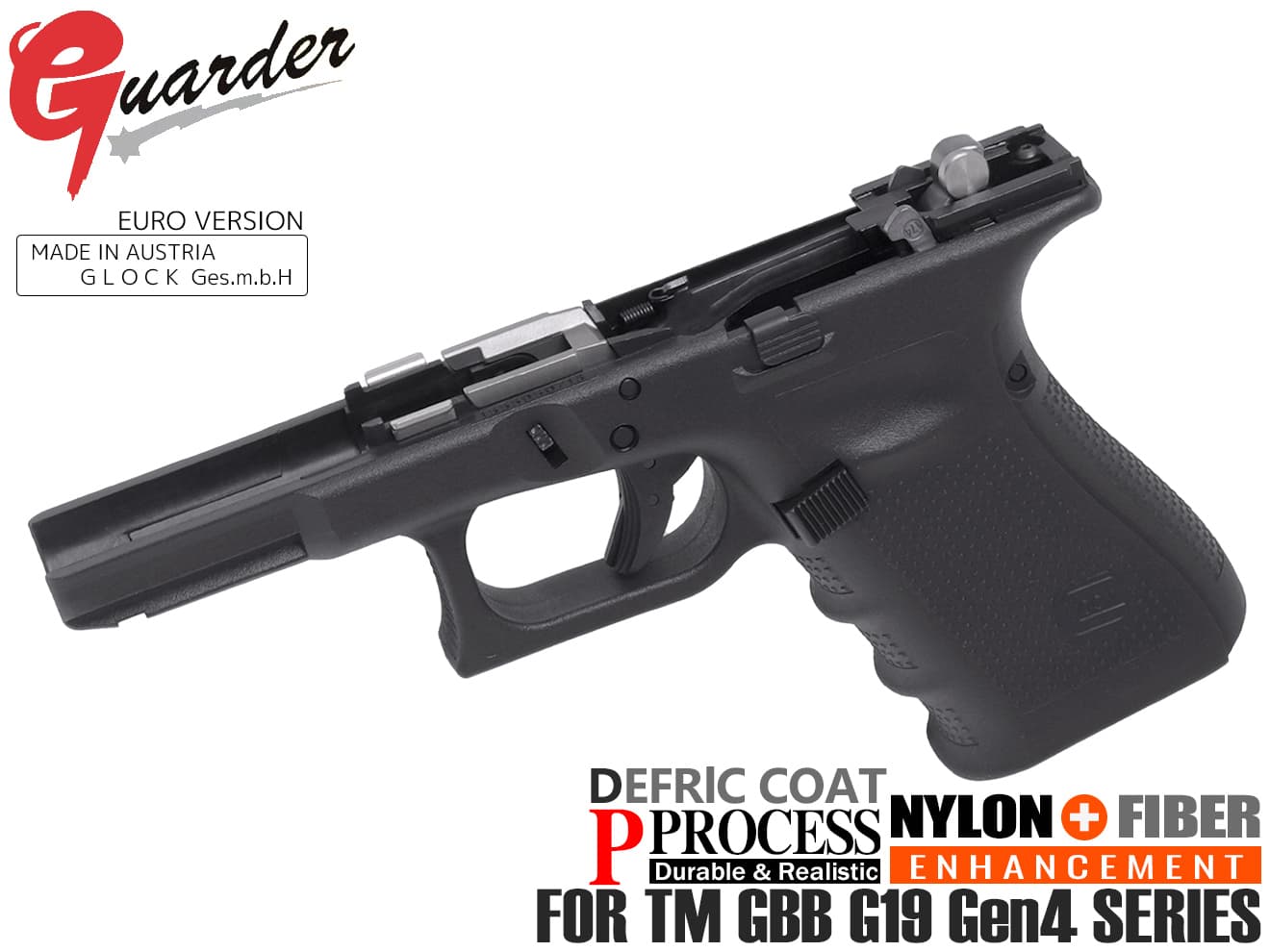 GUARDER GLOCK Gen.4 EURO Ver オリジナルフレーム スチール強化パーツ コンプリートセット  for マルイ G19 Gen4 [カラー：BK / FDE]