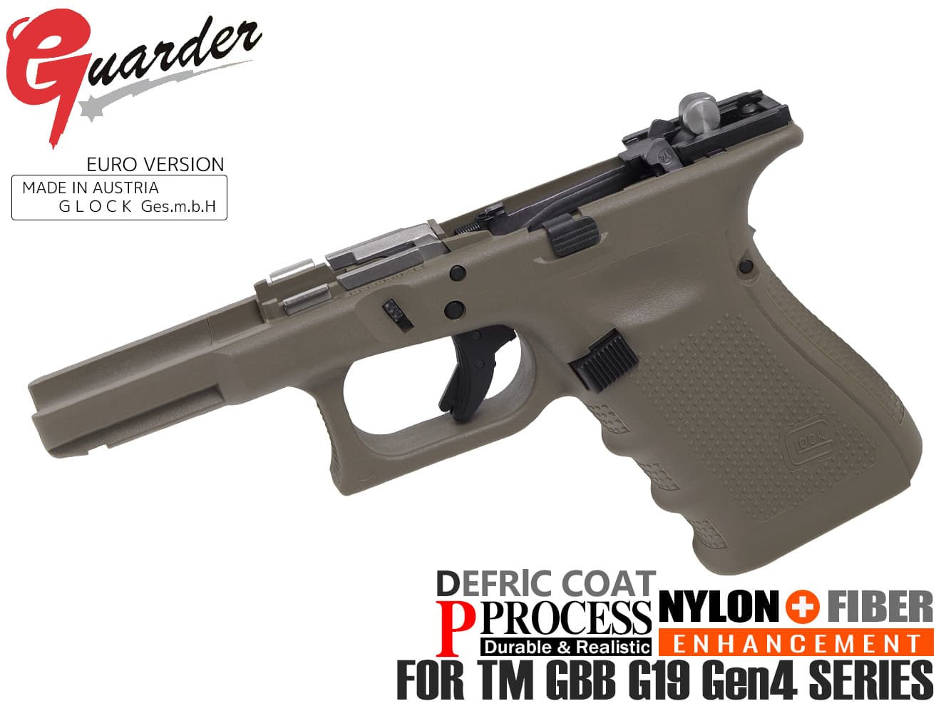 GUARDER GLOCK Gen.4 EURO Ver オリジナルフレーム スチール強化パーツ コンプリートセット for マルイ G19 Gen4  [カラー：BK / FDE] | ミリタリーベース – ミリタリーベース - MILITARY BASE -