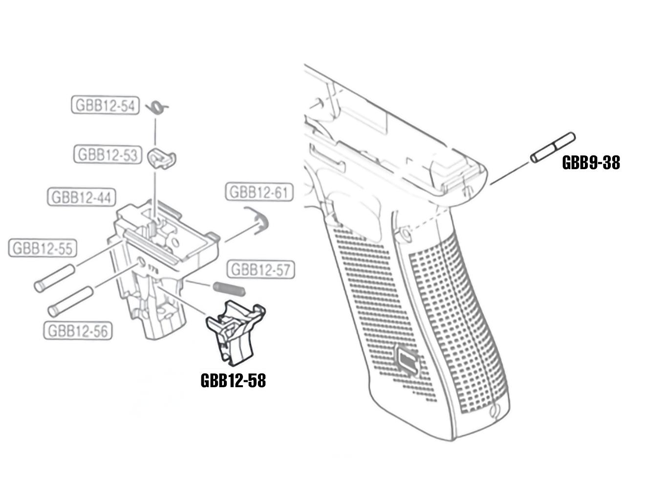 GUARDER エンハンスド リアシャーシパーツ for マルイ GBB G17 Gen5 MOS