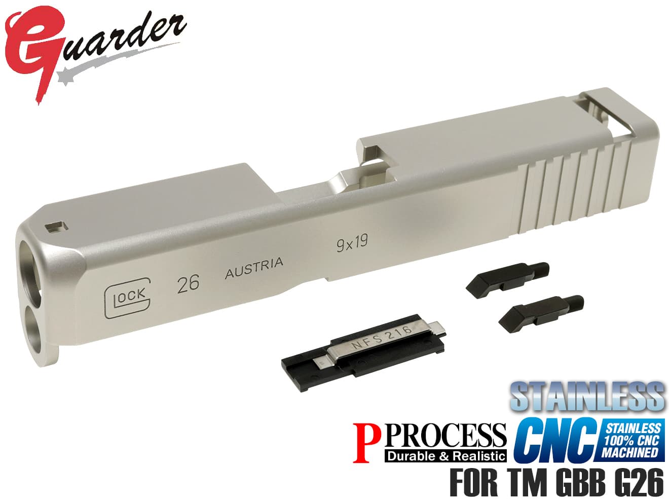 GUARDER CNC スライドキット for マルイ G26 [材質：スチール / ステンレス]