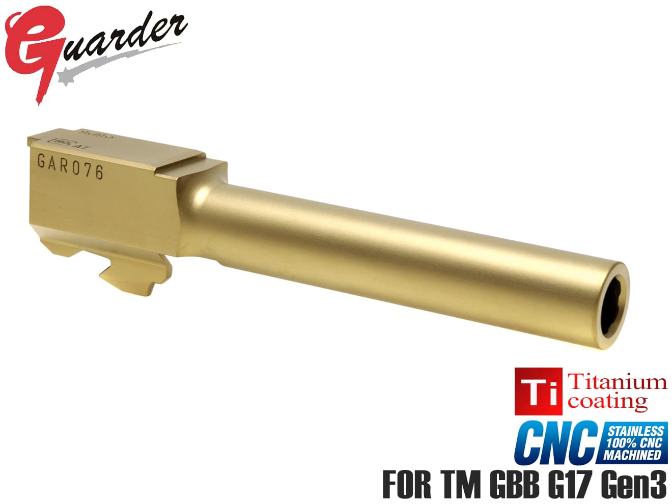 GUARDER CNCスチール アウターバレル マルイ GLOCK 17(GBB)用 [カラー：ブラック / ゴールド / シルバー]