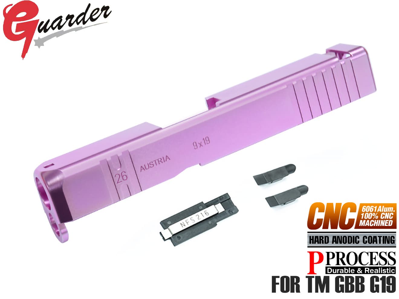 GUARDER アルミCNC カスタムスライド for マルイ G26 [カラー：BK / FDE / Pink] | ミリタリーベース –  ミリタリーベース - MILITARY BASE -