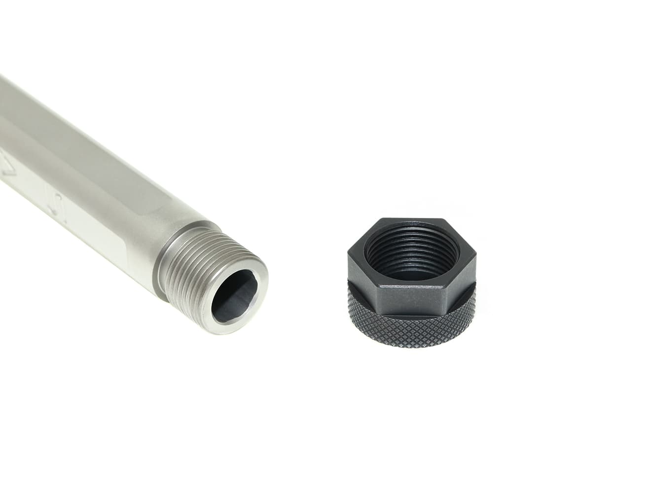 Guns Modify G17 / G18C SA ボックスフルート ステンレスCNC スレッドアウターバレル / インナーバレルSET 東京マルイ GBB G17 / G18C / G22 [バレルカラー：TiNゴールド / TiCNブラック / シルバー]