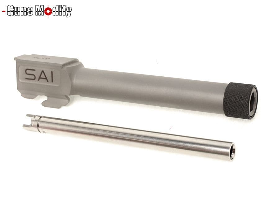 Guns Modify G17 / G18C SA ステンレスCNC スレッドアウターバレル / インナーセット 東京マルイ GBB G17 / G18C / G22 [バレルカラー：TiNゴールド / グレイ]