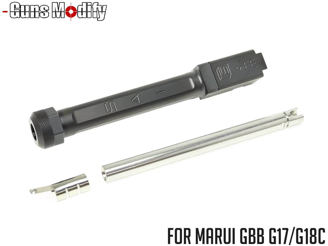 Guns Modify G17 / G18C SA ボックスフルート ステンレスCNC スレッドアウターバレル / インナーバレルSET 東京マルイ GBB G17 / G18C / G22 [バレルカラー：TiNゴールド / TiCNブラック / シルバー]
