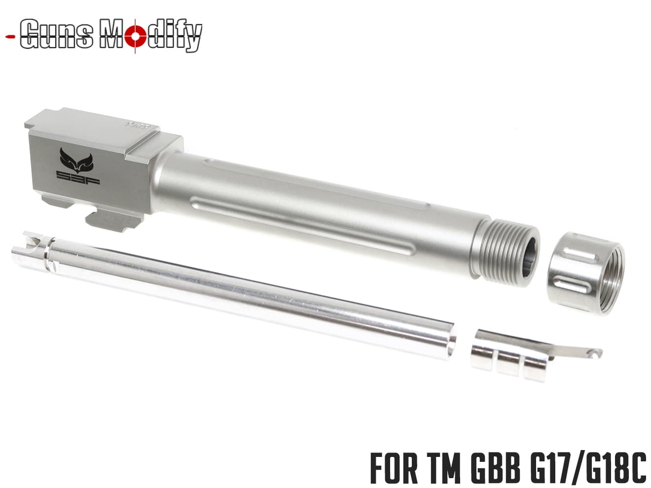 Guns Modify S3Fスタイル G17 スレッドフルートバレル ステンレス w / インナーバレル 東京マルイ GBB G17 / G18C / G22 [バレルカラー：TiNゴールド / シルバー]