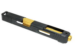 Guns Modify G34 SA CNC Tier 1 アルミスライド＆ステンレス ボックスフルート アウターバレルセット 東京マルイ GBB G17 / G22 / G34 [バレルカラー：TiNゴールド / シルバー]