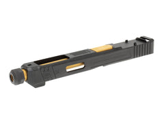 Guns Modify G34 SA CNC Tier 1 RMR アルミスライド＆ボックスフルート ステンレススレッドアウターバレル ｗ /  ブリーチフルセット 東京マルイ GBB G17 / G22 / G34 [バレルカラー：TiNゴールド / シルバー]