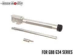 Guns Modify G34 SA ボックスフルート ステンレスCNC スレッドアウターバレル / インナーセット 東京マルイ GBB G34 [バレルカラー：TiNゴールド / シルバー]