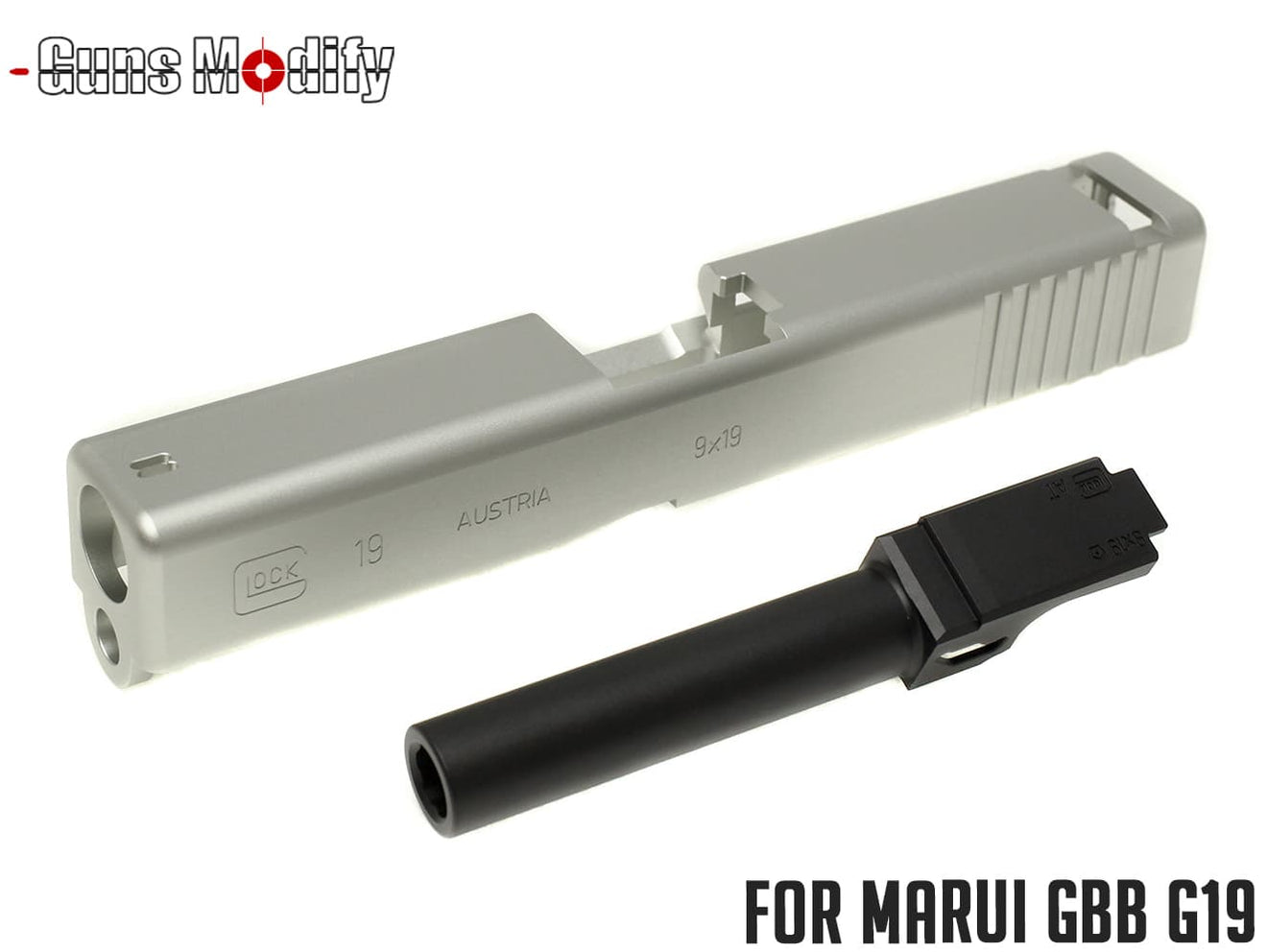 Guns Modify G19 アルミスライド&アウターバレル 東京マルイ GBB G19 [カラー：ブラック / シルバー]