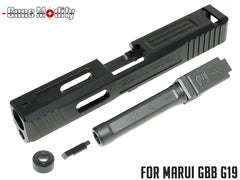 Guns Modify G19 SA Tier1スタイル アルミスライド&ボックスフルートステンレスバレル 東京マルイ GBB G19 [バレルカラー：TiNゴールド / シルバー]