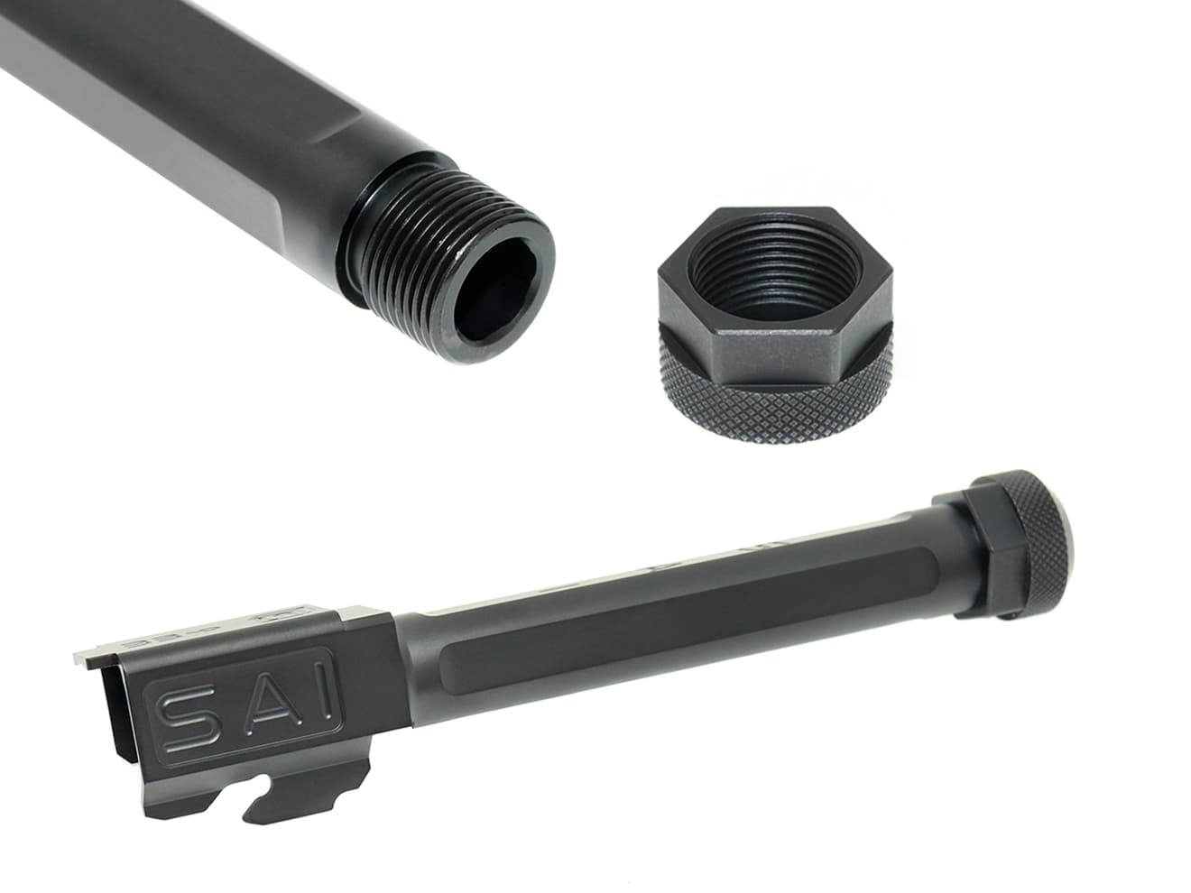 Guns Modify G17 SA CNC Tier 1 RMR アルミスライド＆ボックスフルート ステンレススレッドアウターバレル ｗ /  ブローバックエンジンフルセット 東京マルイ GBB G17 / G22 [バレルカラー：TiNゴールド / TiCNブラック / シルバー]