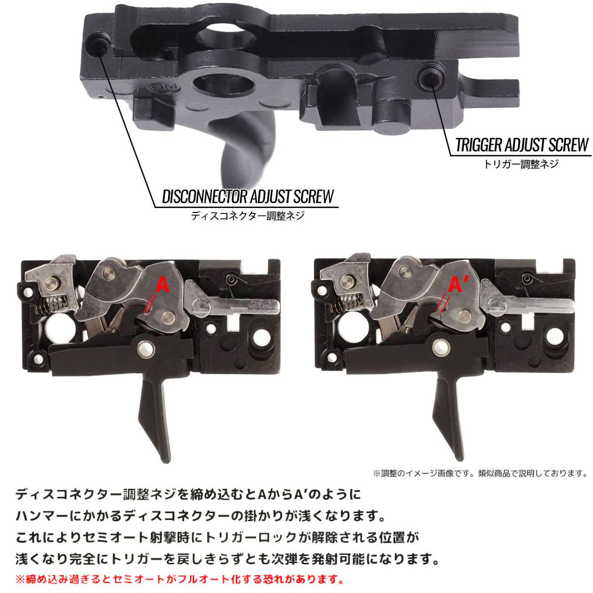Guns Modify 亜鉛トリガーボックス + MIM スチール ファイアリングパーツセット for TM GBB M4 [トリガーデザイン：AR STD / Gスタイル]