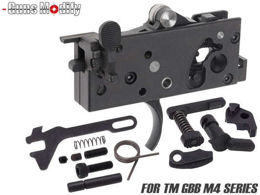 Guns Modify 亜鉛トリガーボックス + MIM スチール ファイアリングパーツセット for TM GBB M4 [トリガーデザイン：AR STD / Gスタイル]