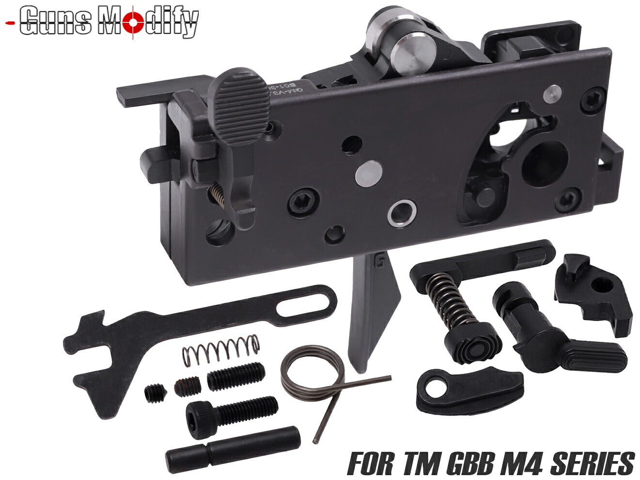 Guns Modify 亜鉛トリガーボックス + MIM スチール ファイアリングパーツセット for TM GBB M4 [トリガーデザイン：AR STD / Gスタイル]
