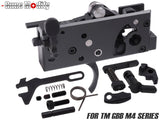 Guns Modify アルミCNCトリガーボックス + MIM スチール ファイアリングパーツセット for TM GBB M4 [トリガーデザイン：AR STD/ Gスタイル]